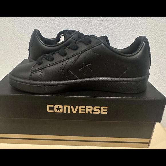 New Converse Pro Leather Black Unisex Sneakers Youth Size 1 - Picture 7 of 7